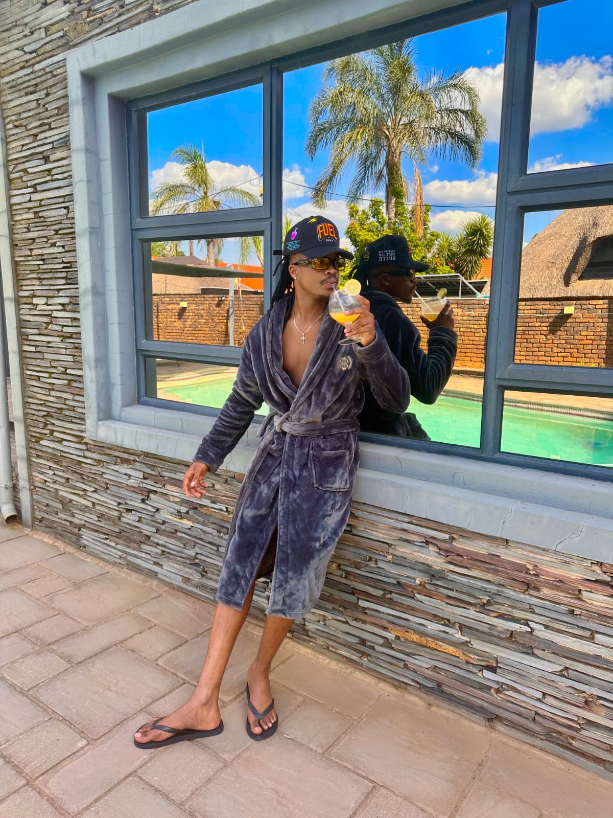Poolside Robes and Drinks